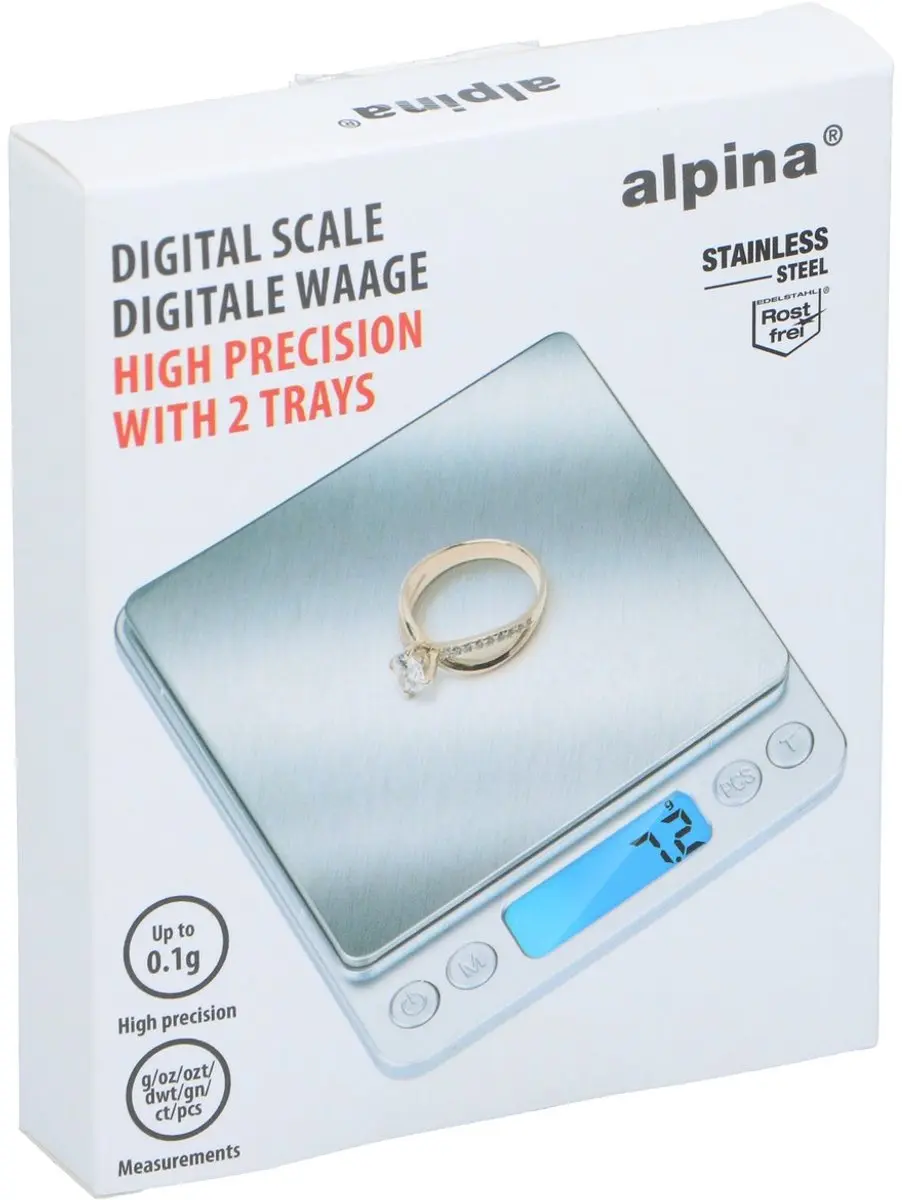 Alpina Digitaal Keukenweegschaal 2kg - Zilver
