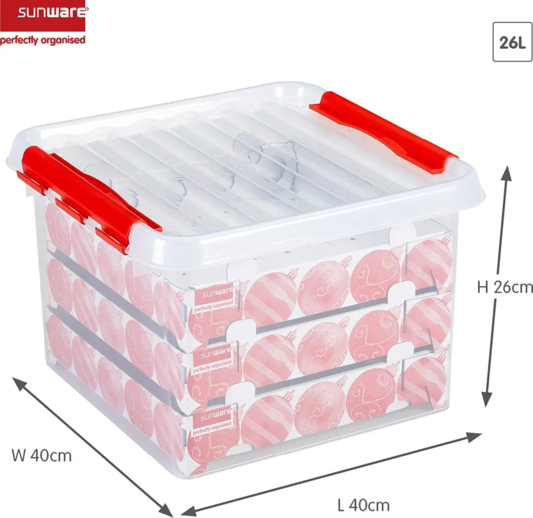 Sunware Q-line Kerstballen Opbergbox 26L - Rood