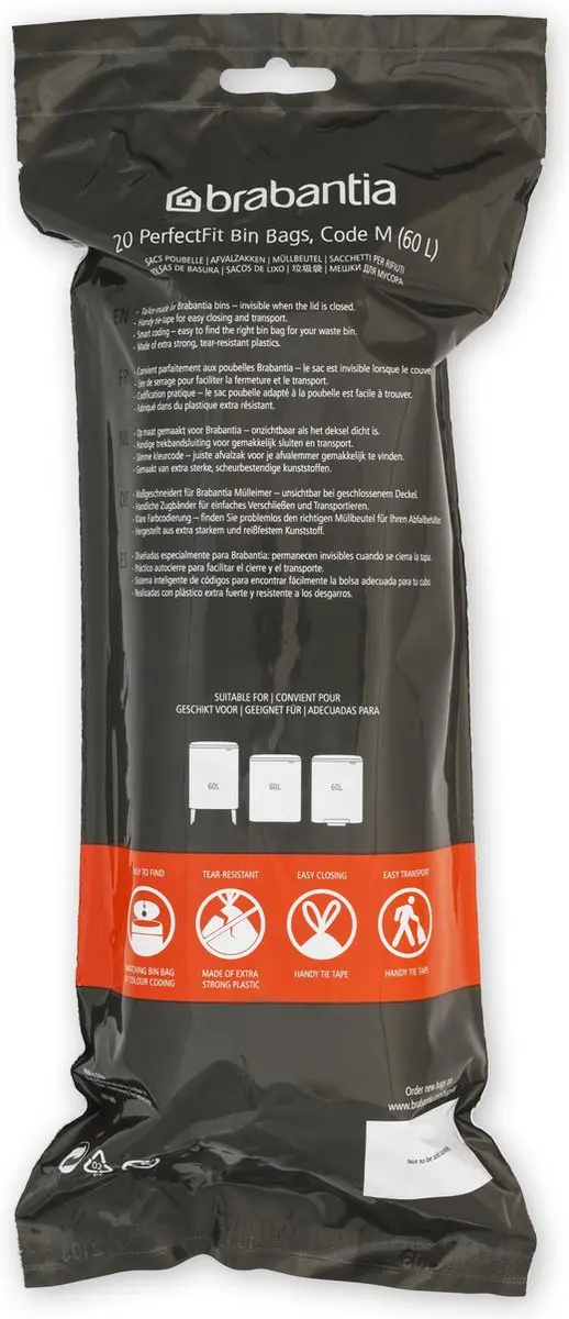 Brabantia PerfectFit Vuilniszakken 60L Code M - 120 Stuks - afbeelding 4 van 6