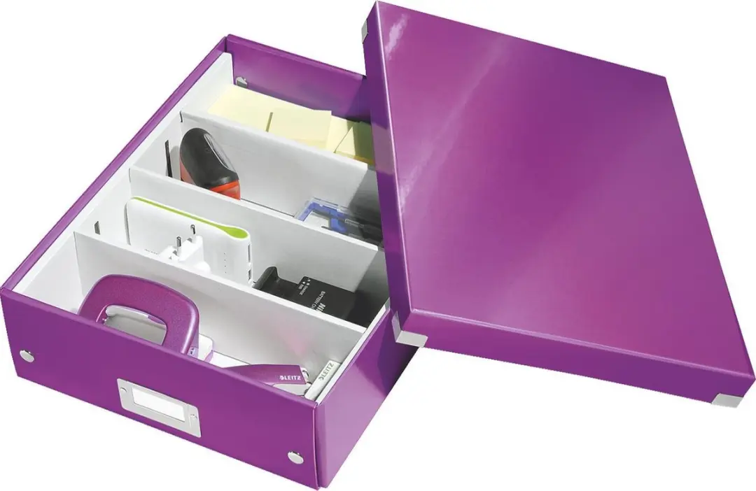Leitz Wow Click & Store Opbergdoos 15L - 3 Vakken - Paars - afbeelding 6 van 6