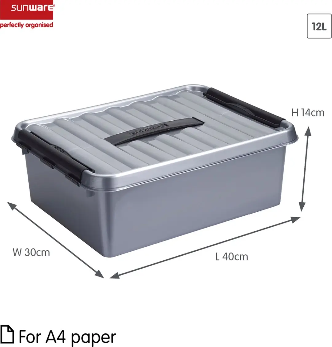 Sunware Q-line Opbergbox 12L Metaal - 40x30x14cm - Grijs