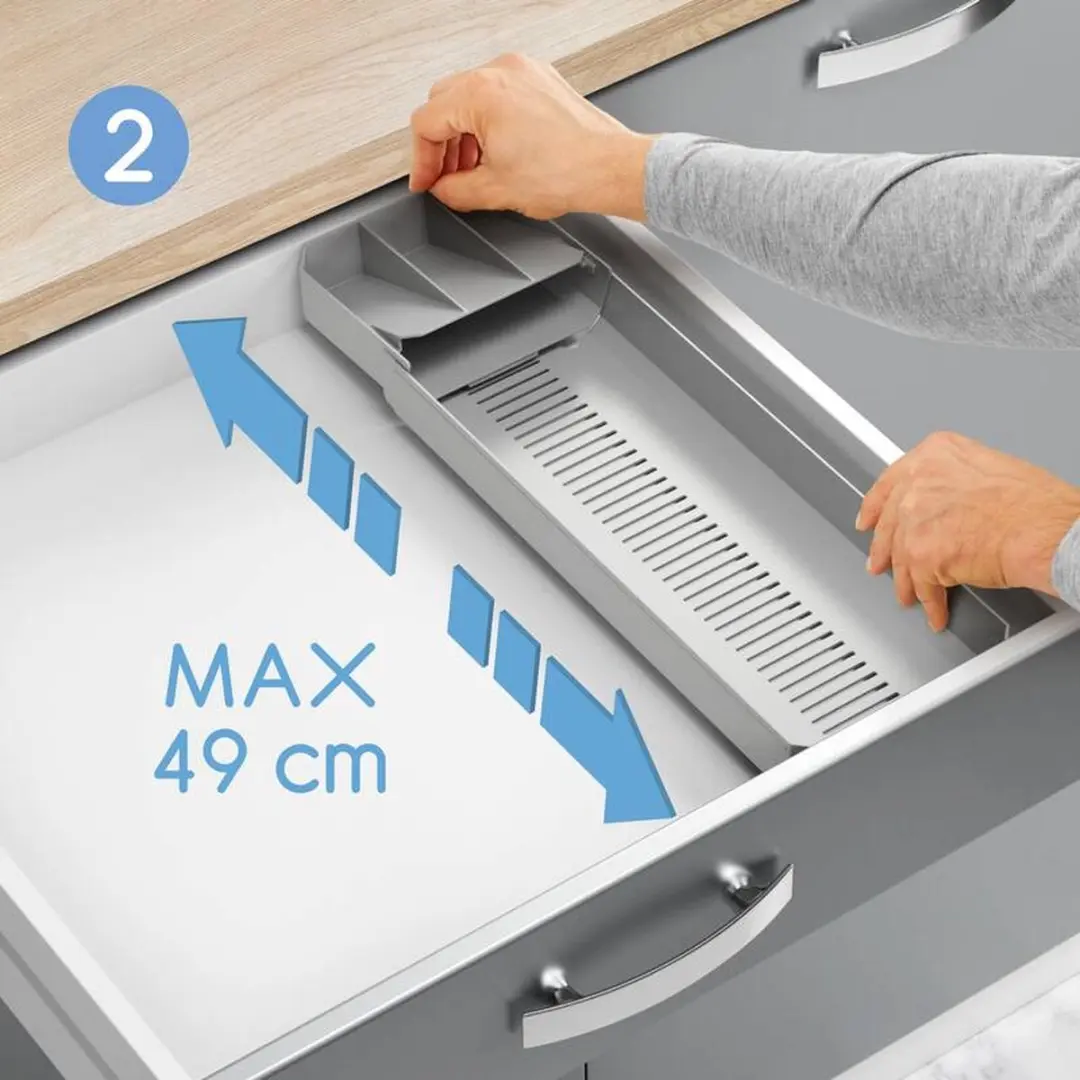Metaltex UniFit Verstelbare Bestekbak 90 Stuks - Grijs