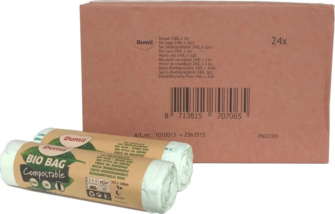 Dumil Biozakken 240L - 72 Stuks (24x3) - Groen