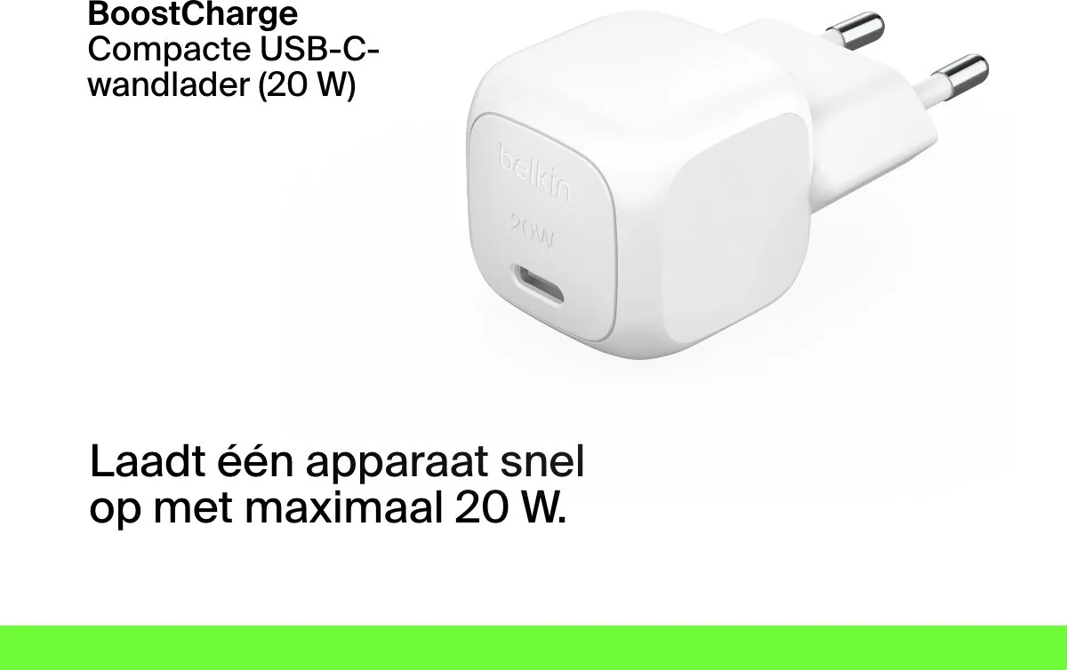 Belkin USB-C Wandlader 20W WCA009KQ1MWH-B6 - Wit