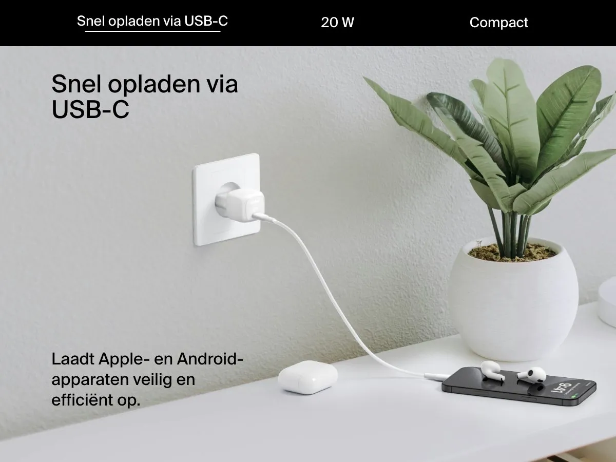 Belkin USB-C Wandlader 20W WCA009KQ1MWH-B6 - Wit
