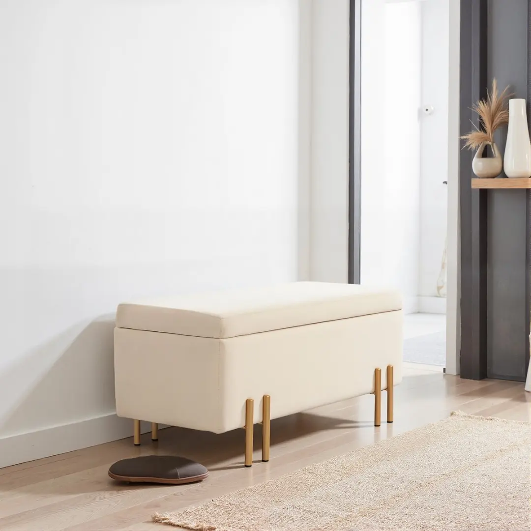 Homcom Sitzbank met Stauraum - 100x40x42cm - Beige
