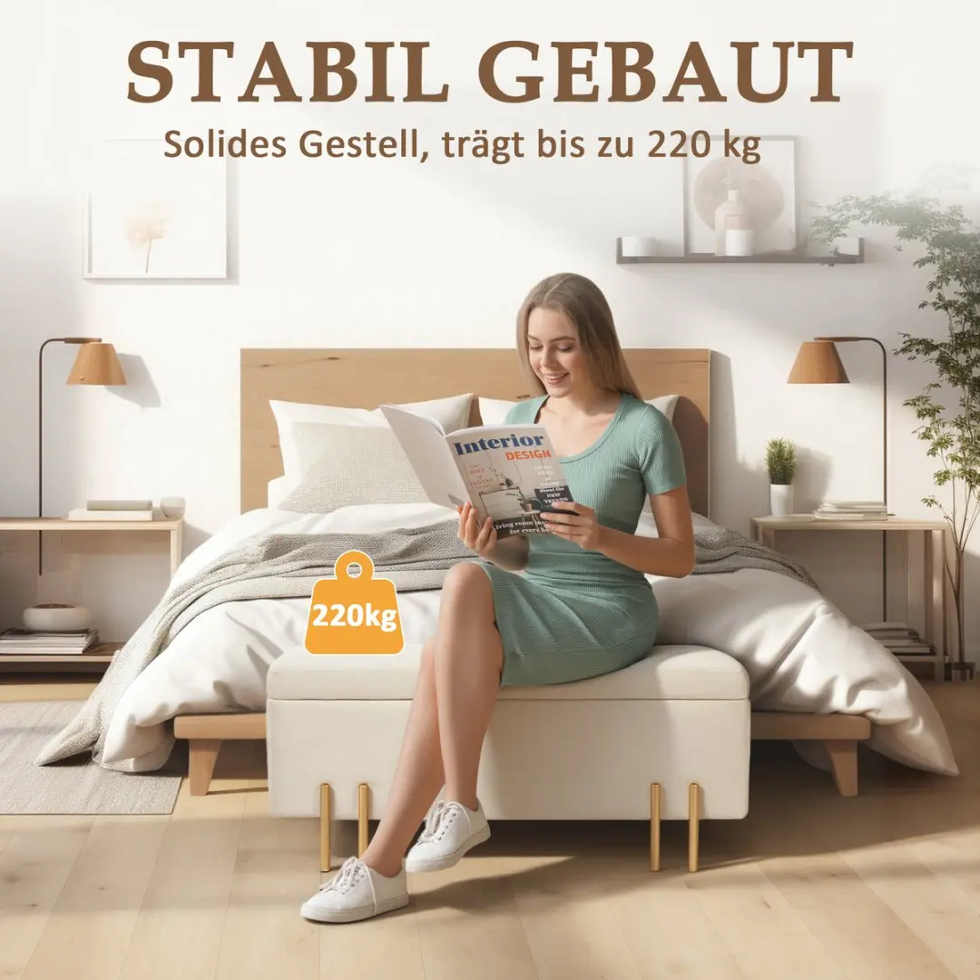 Homcom Sitzbank met Stauraum - 100x40x42cm - Beige
