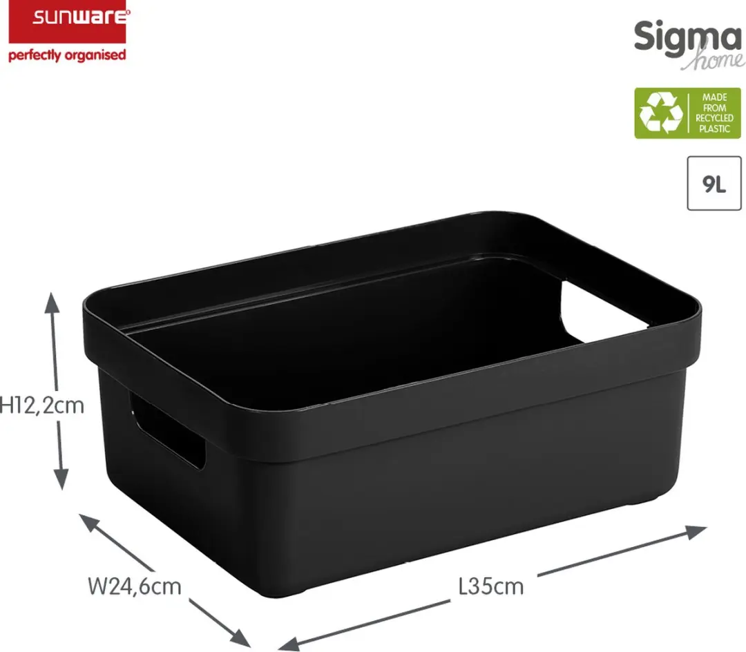 Sunware Sigma Home Opbergbox 9L - 35x24,6x12,2cm Zwart