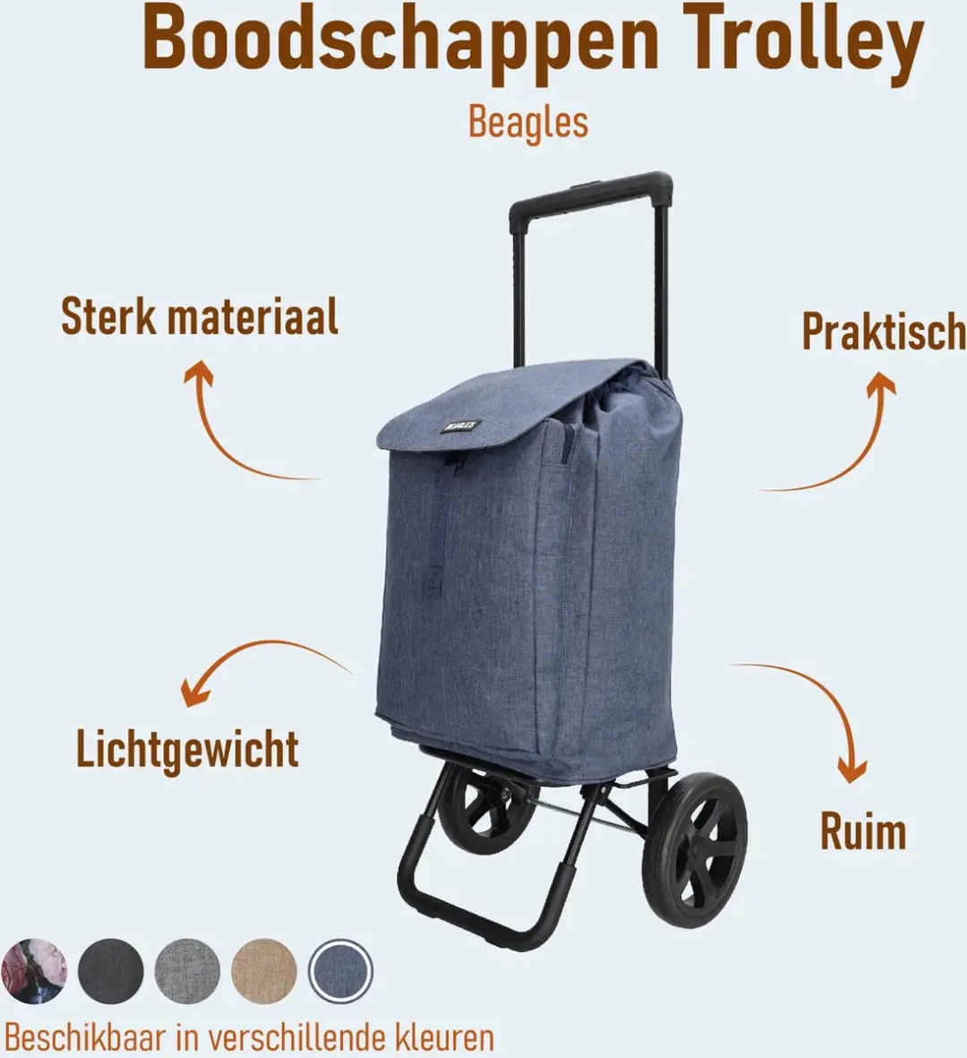 Beagles Shop & Go Boodschappenwagen Opvouwbaar 40L - Blauw