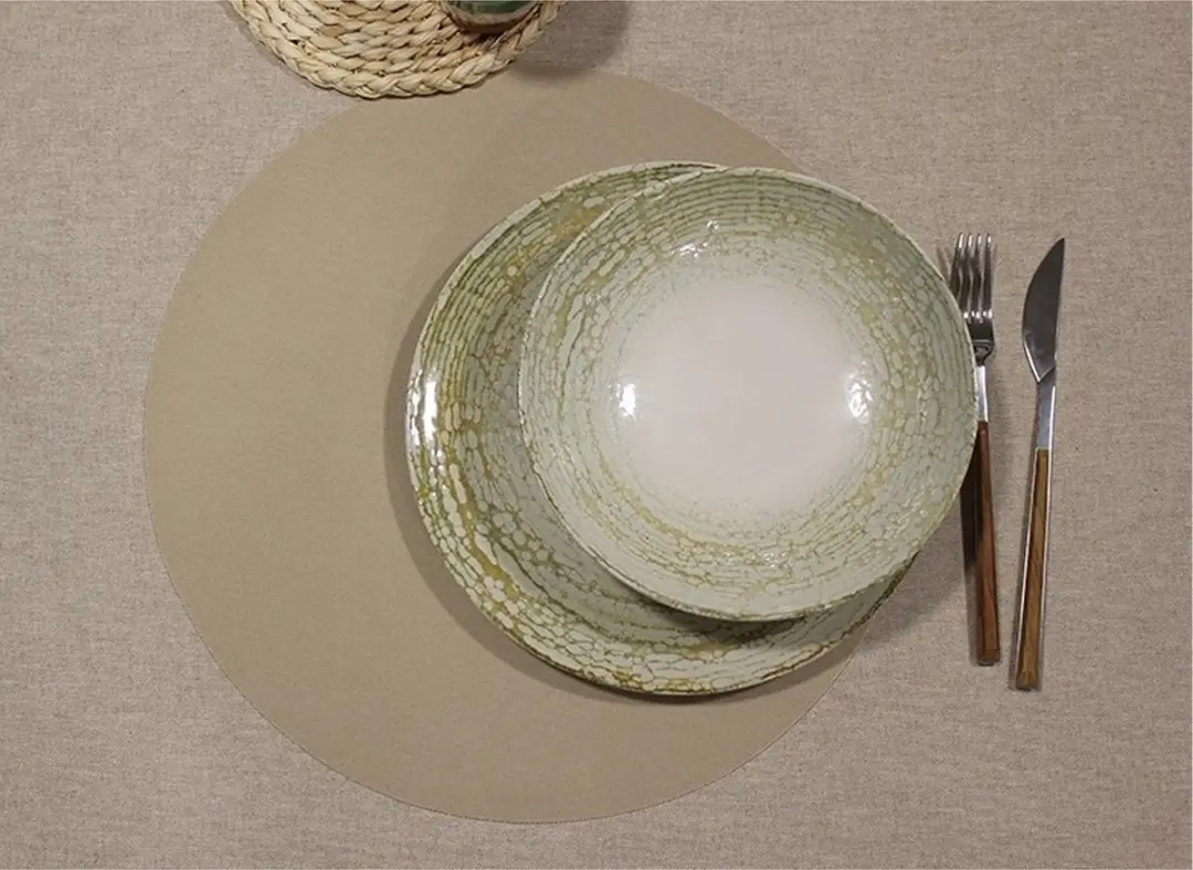 Wicotex Placemats Taupe Rond 38cm - Anti-slip & Teflon Coating