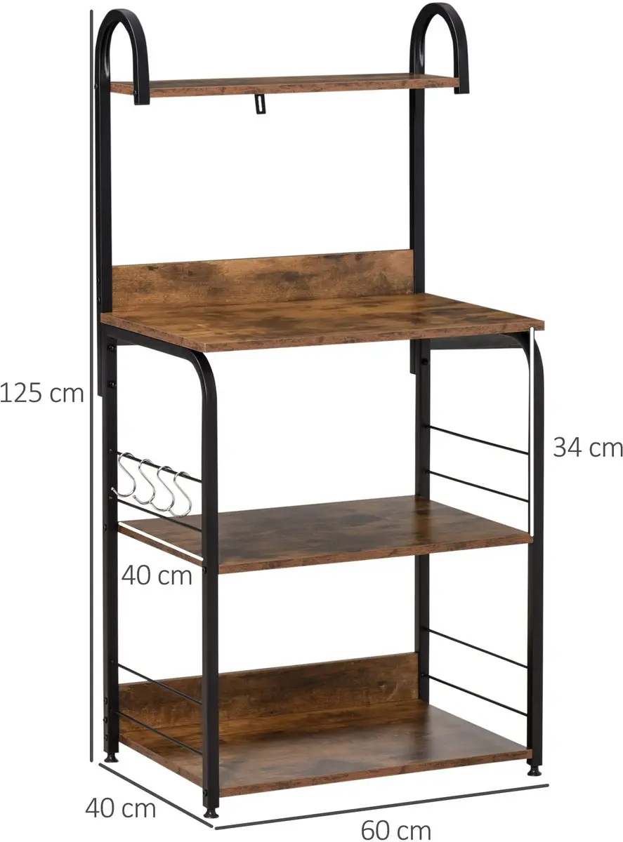 Homcom Keukenopbergplank 60x40x125cm - Bruin
