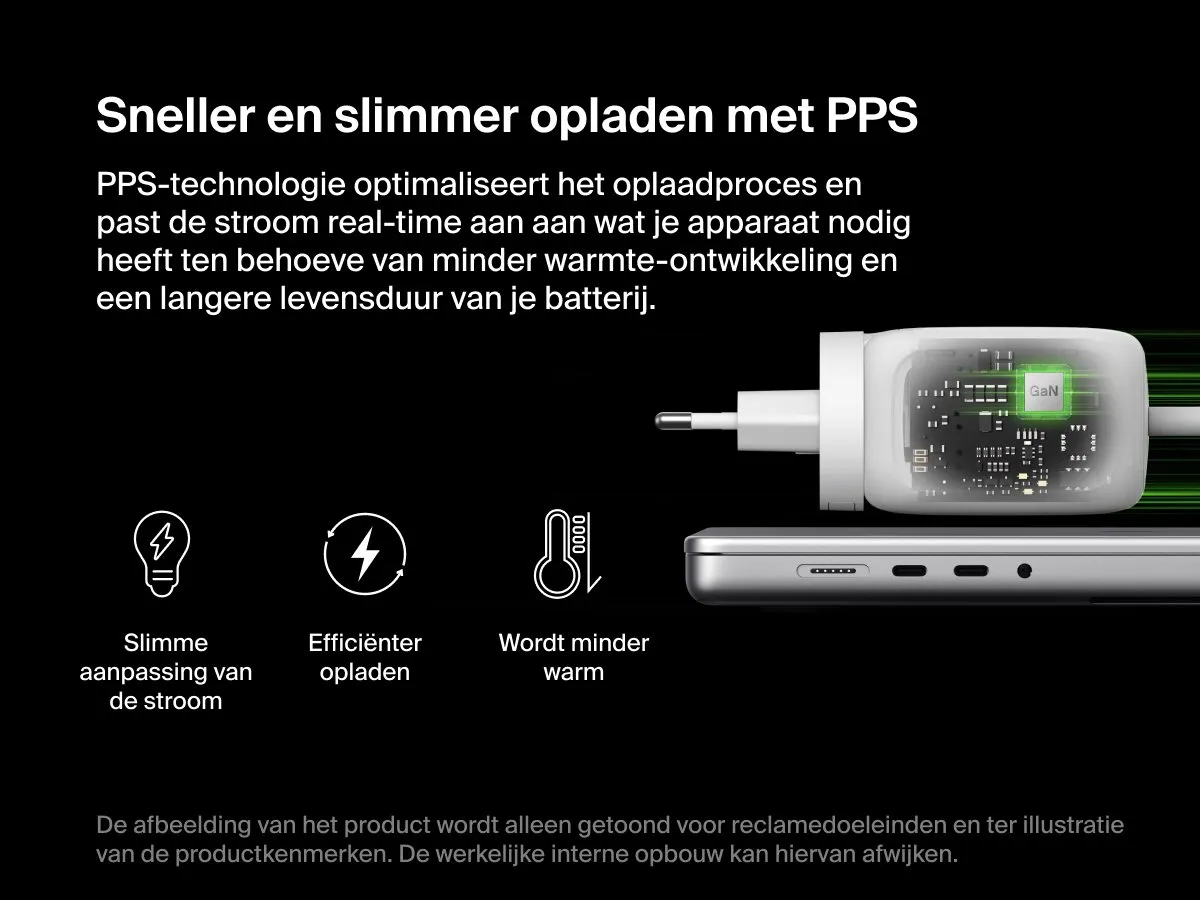 Belkin WCH016hqWH GaN Wandlader 100W - 3 Poorten - Wit