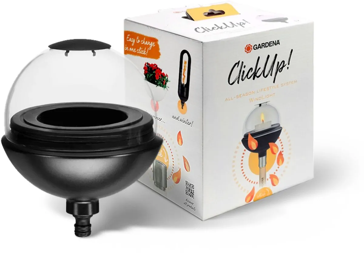 Gardena ClickUp! Windlicht 23cm - Zwart