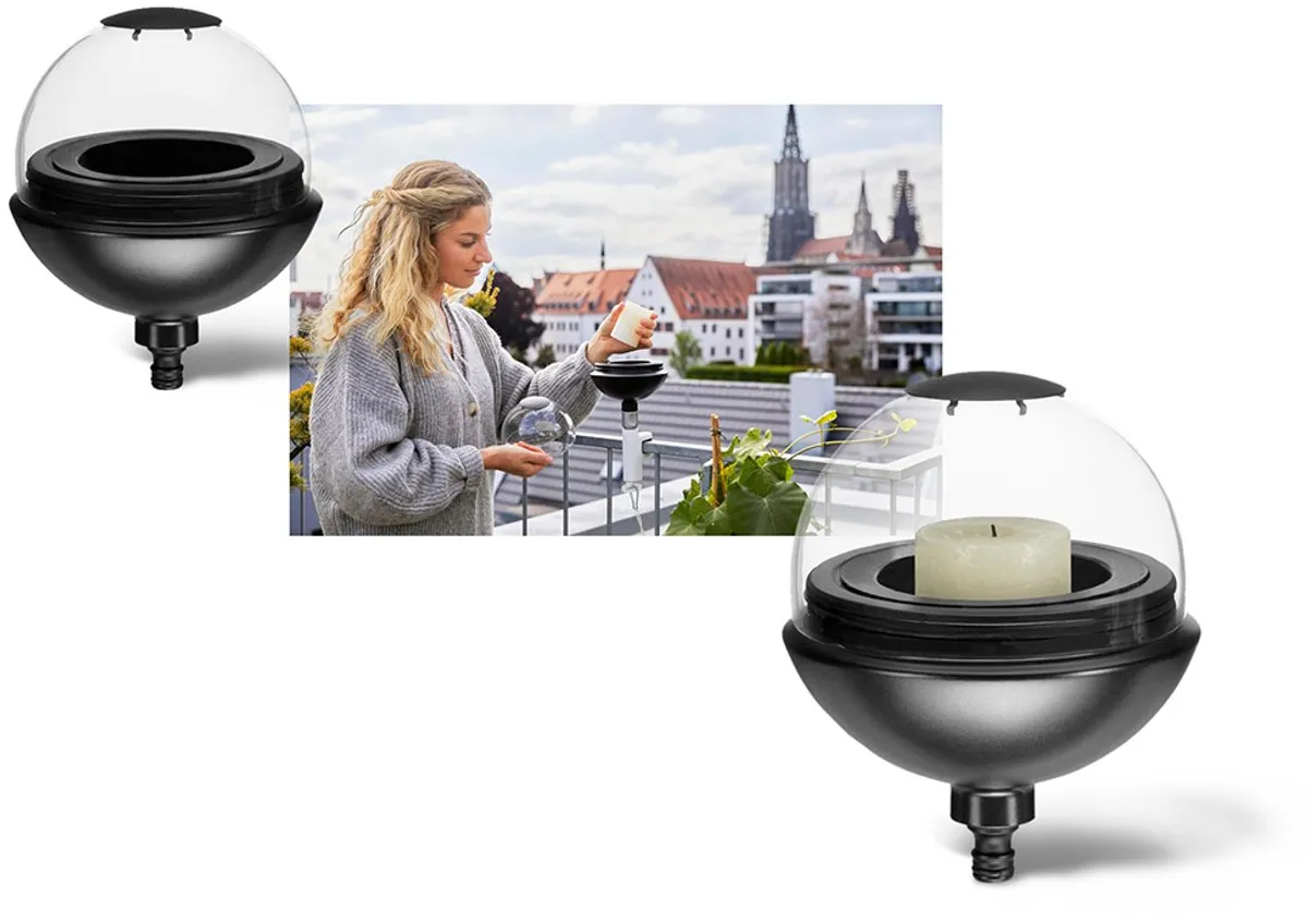 Gardena ClickUp! Windlicht 23cm - Zwart
