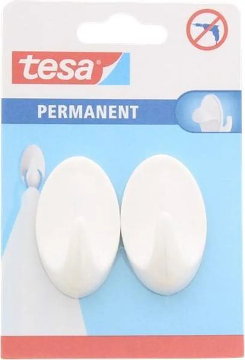 Tesa Ophanghaakjes Plakstrip 2 Stuks - Wit