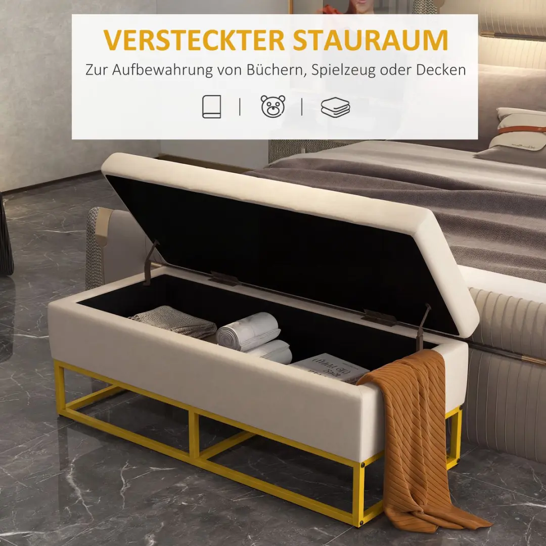 Homcom Sitzbank Beige - 110x44x49cm