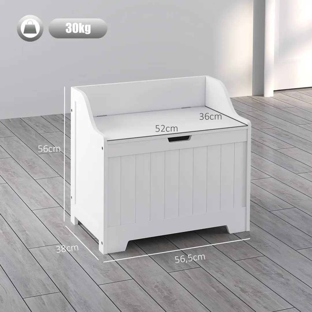 Homcom MDF Opbergtruhe 91L - 60x38x56cm - Wit