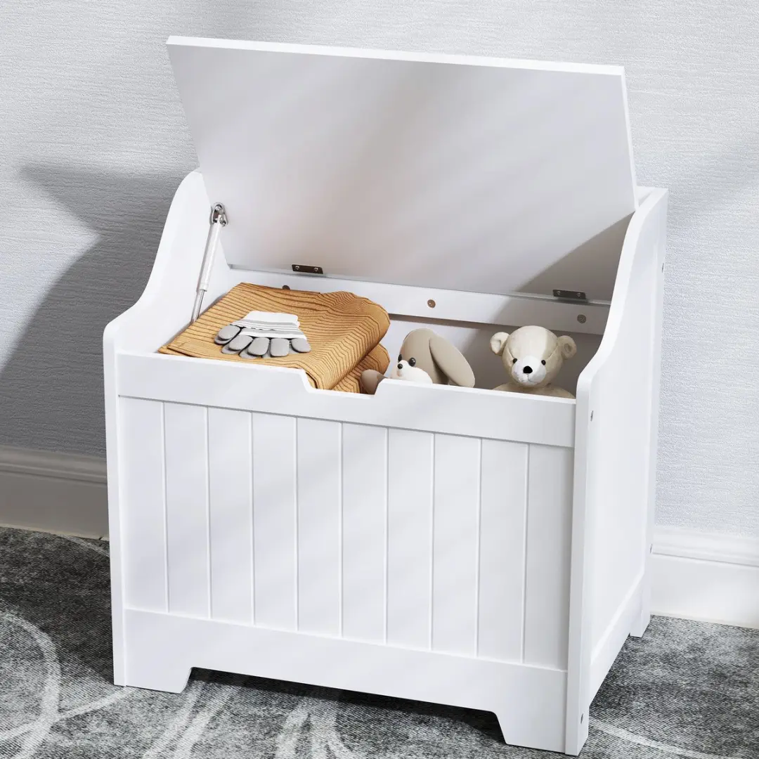 Homcom MDF Opbergtruhe 91L - 60x38x56cm - Wit