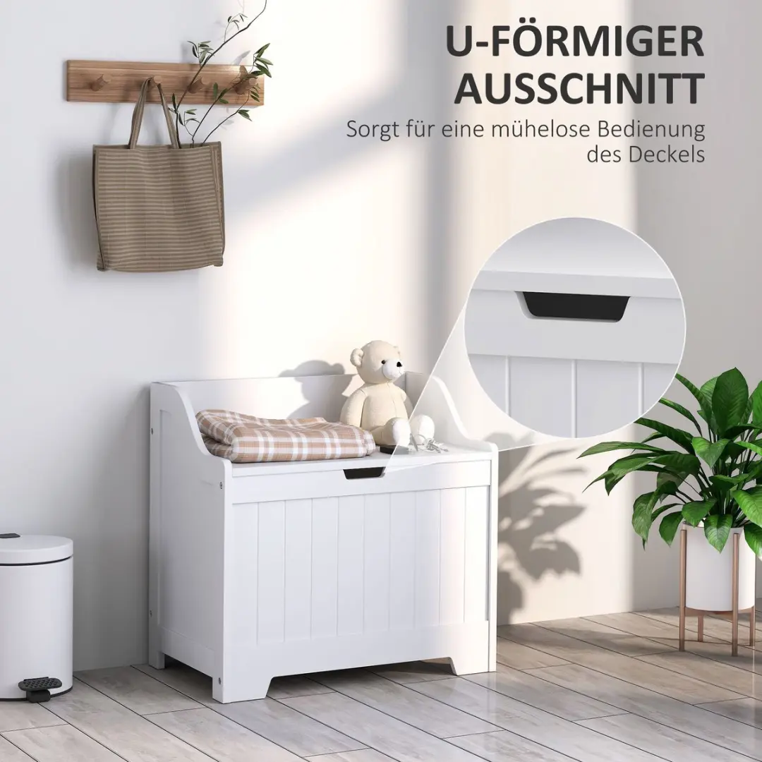 Homcom MDF Opbergtruhe 91L - 60x38x56cm - Wit - afbeelding 6 van 6