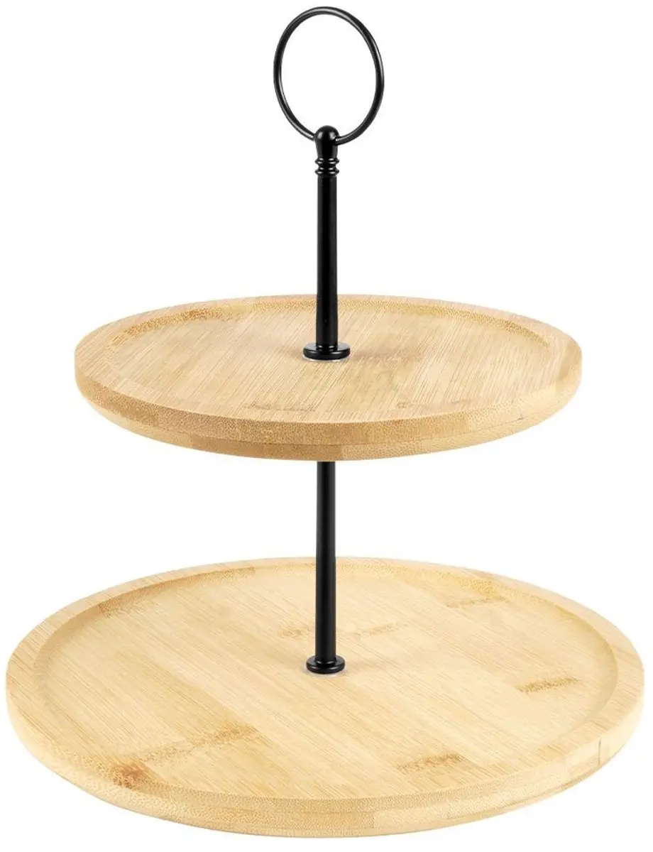Excellent Houseware Bamboe Etagere 2-laags - 24cm - Bruin