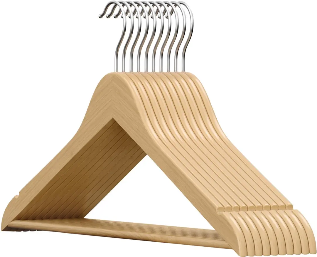 Songmics Houten Kledinghangers 10 Stuks - Naturel - afbeelding 6 van 6