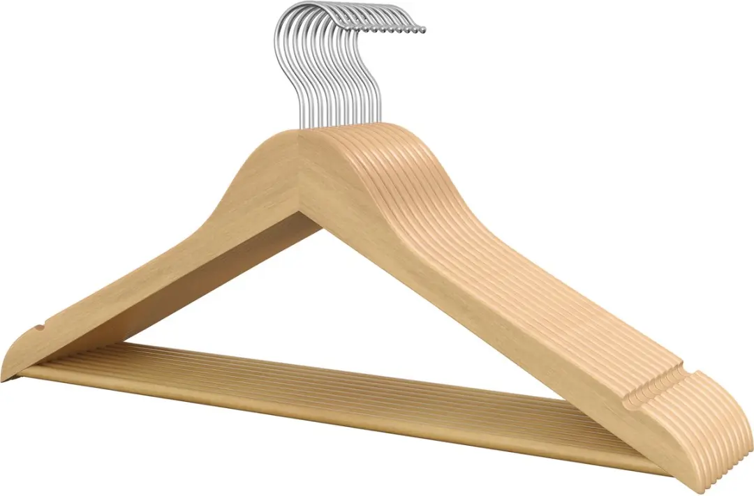Songmics Houten Kledinghangers 10 Stuks - Naturel