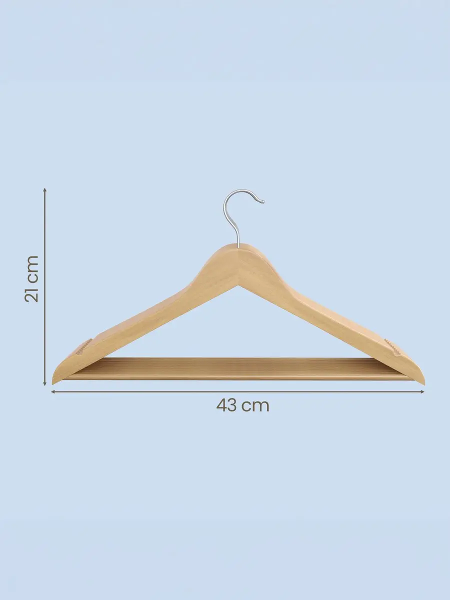 Songmics Houten Kledinghangers 10 Stuks - Naturel - afbeelding 4 van 6