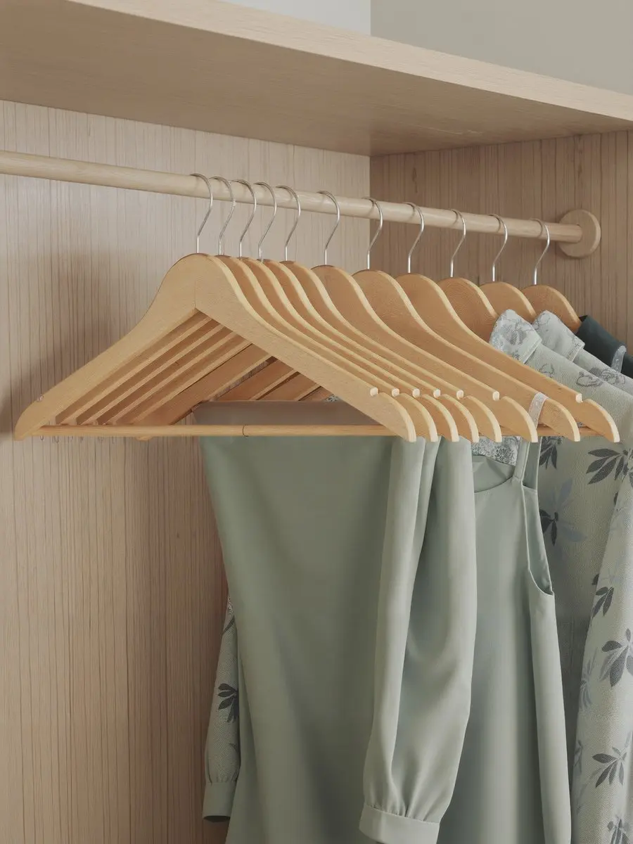 Songmics Houten Kledinghangers 10 Stuks - Naturel - afbeelding 2 van 6
