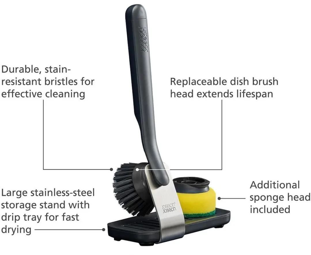 Joseph Joseph SinkTech Afwasborstel 6500011 - Zwart/Staal - afbeelding 6 van 6