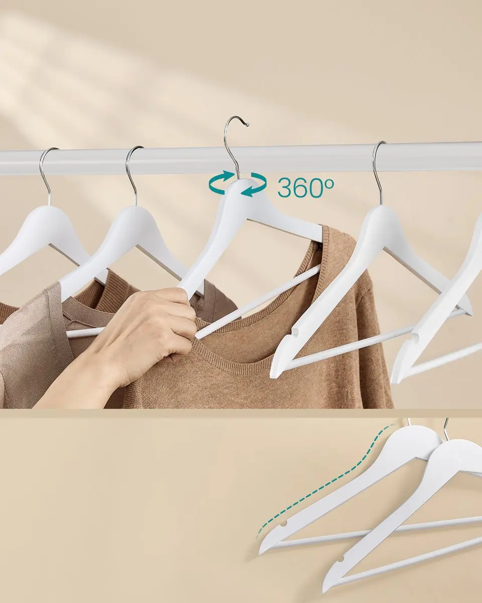 Songmics Houten Kledinghangers 30 Stuks - Wit