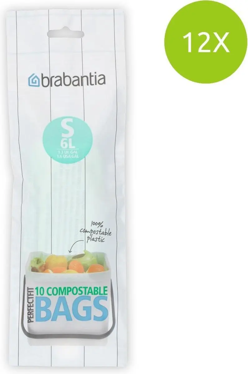 Brabantia PerfectFit Composteerbare Vuilniszakken 6L - 120 Stuks