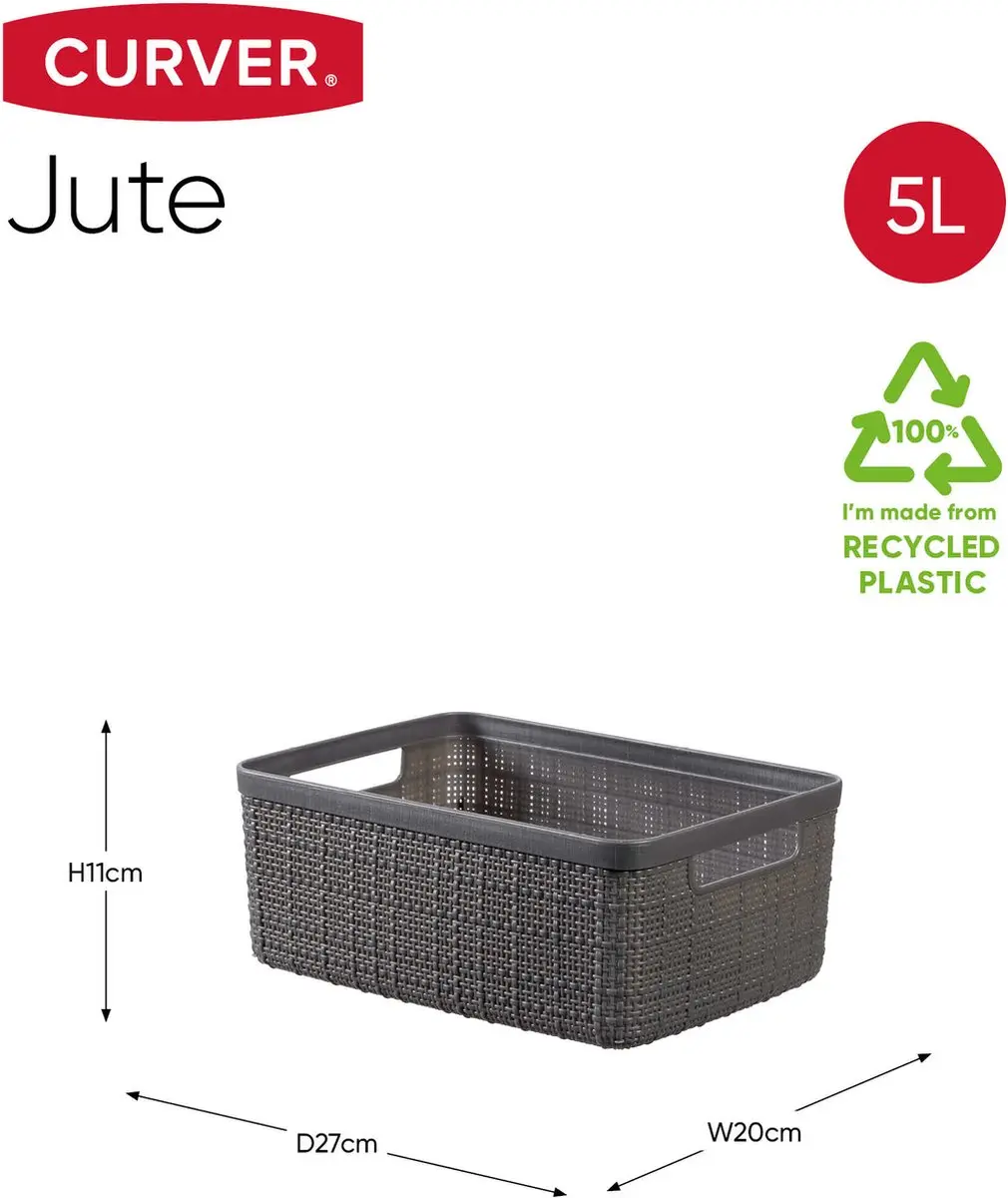 Curver Jute Opbergmand S 5L - Donkergrijs - afbeelding 6 van 6