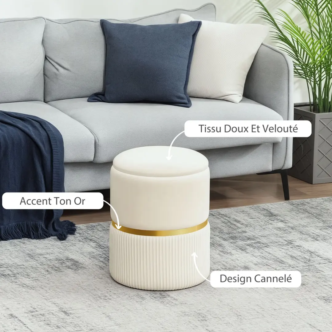 Homcom Opbergpoef 36x36x44cm Beige