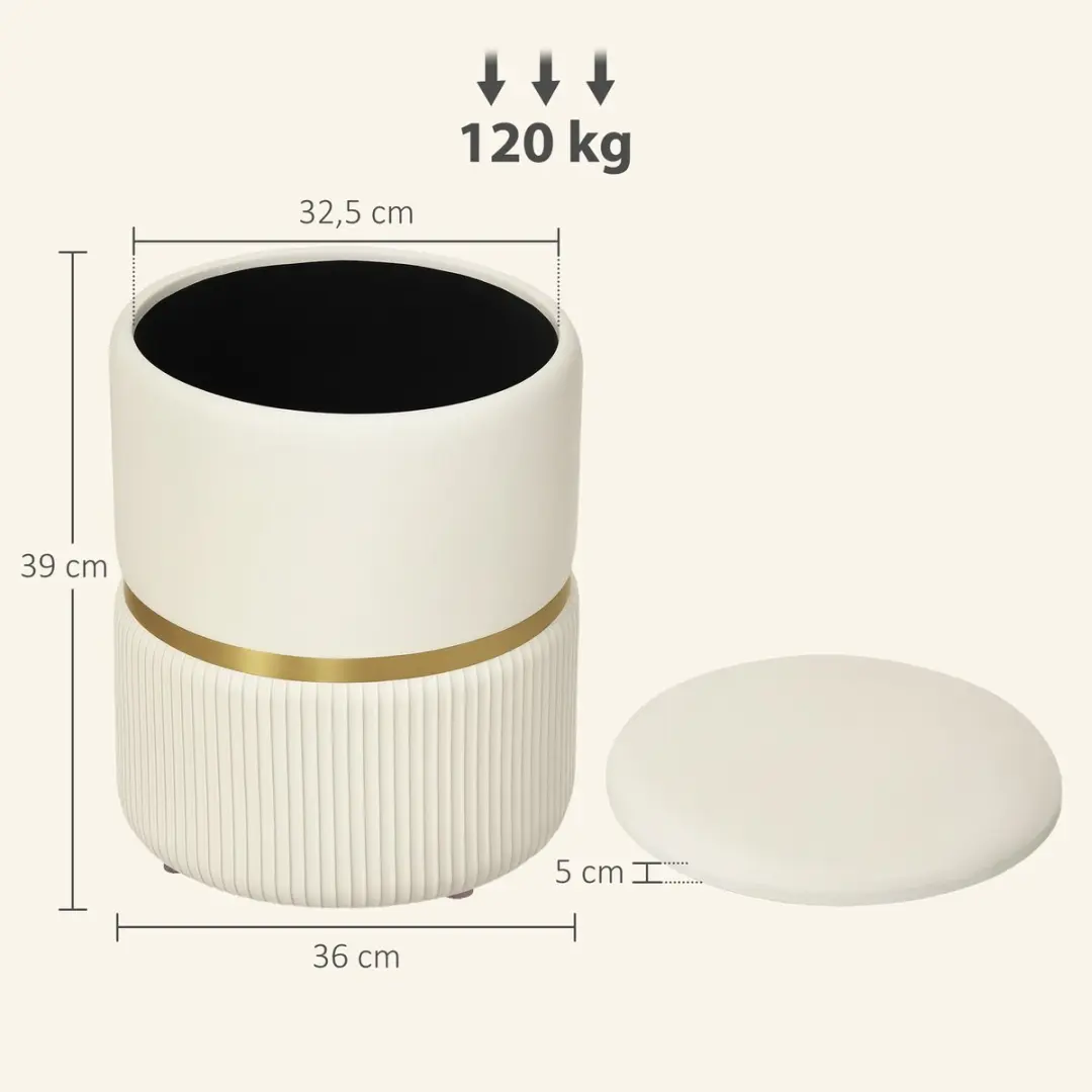 Homcom Opbergpoef 36x36x44cm Beige