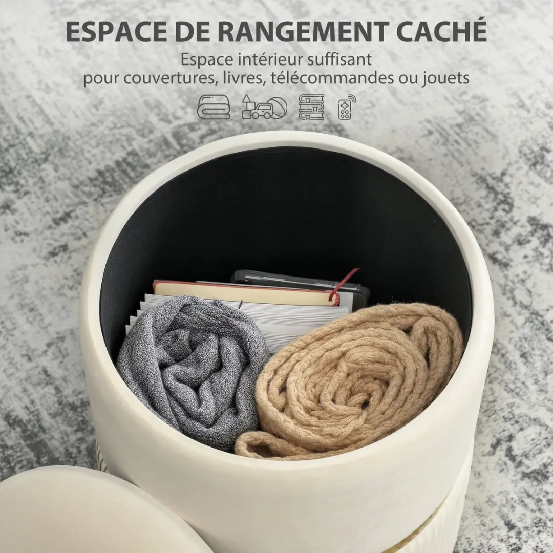 Homcom Opbergpoef 36x36x44cm Beige