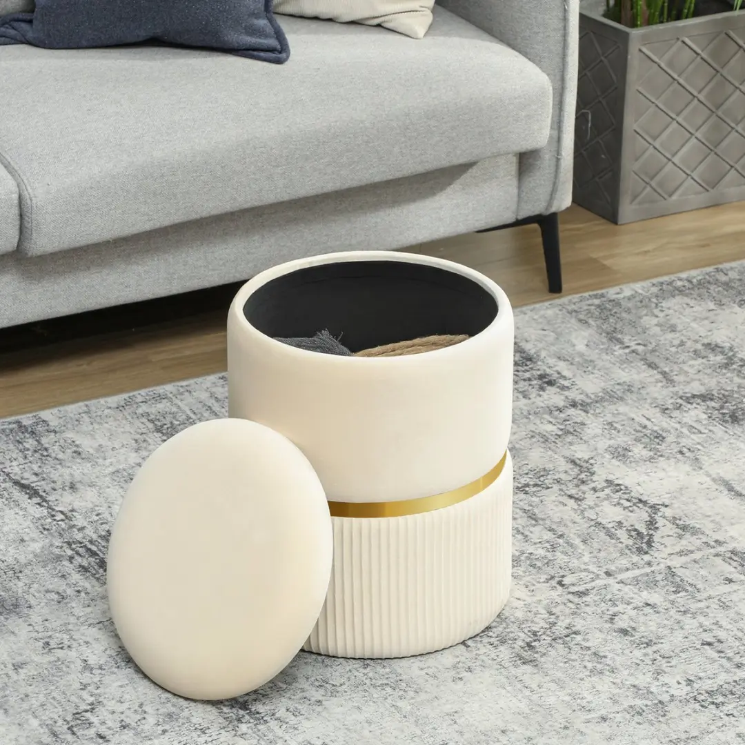Homcom Opbergpoef 36x36x44cm Beige