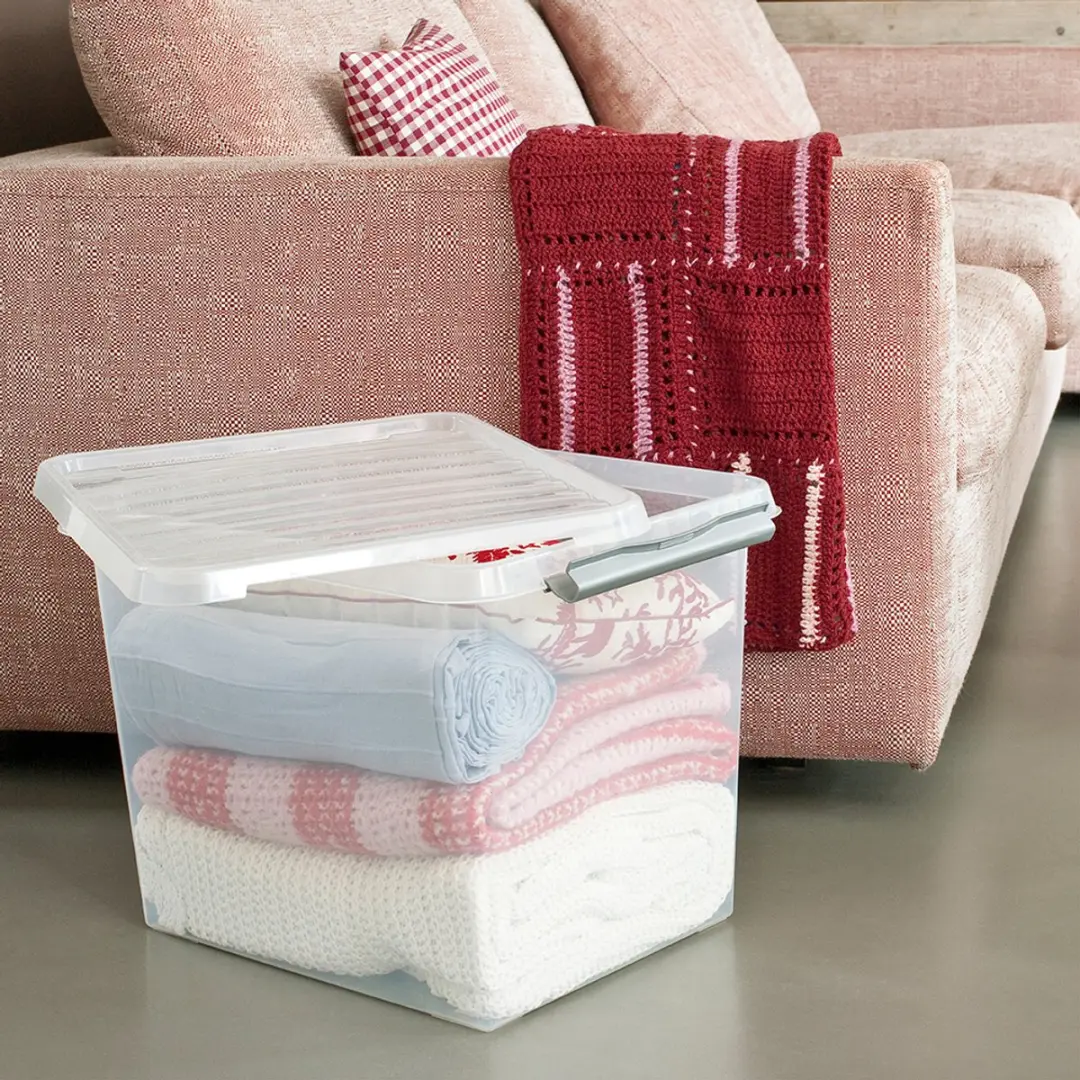 Sunware Q-line Opbergbox 52L - Set van 3 - Transparant/Grijs