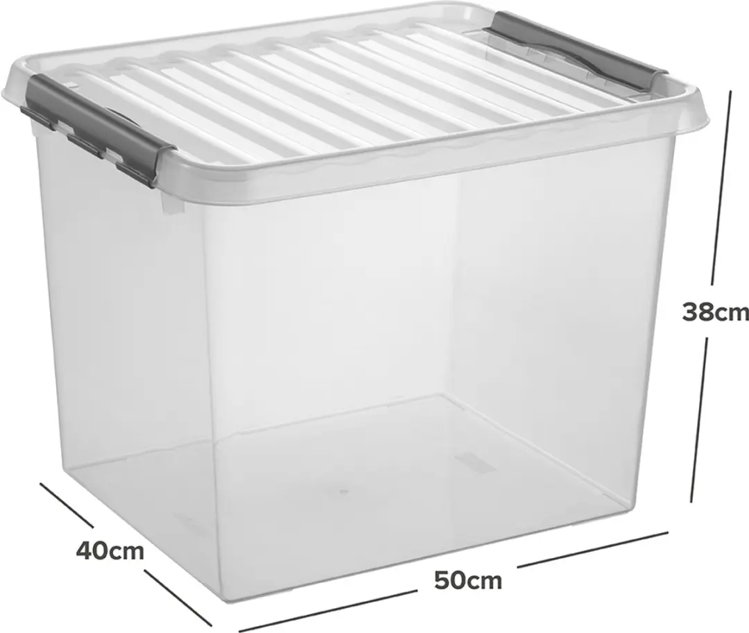 Sunware Q-line Opbergbox 52L - Set van 3 - Transparant/Grijs