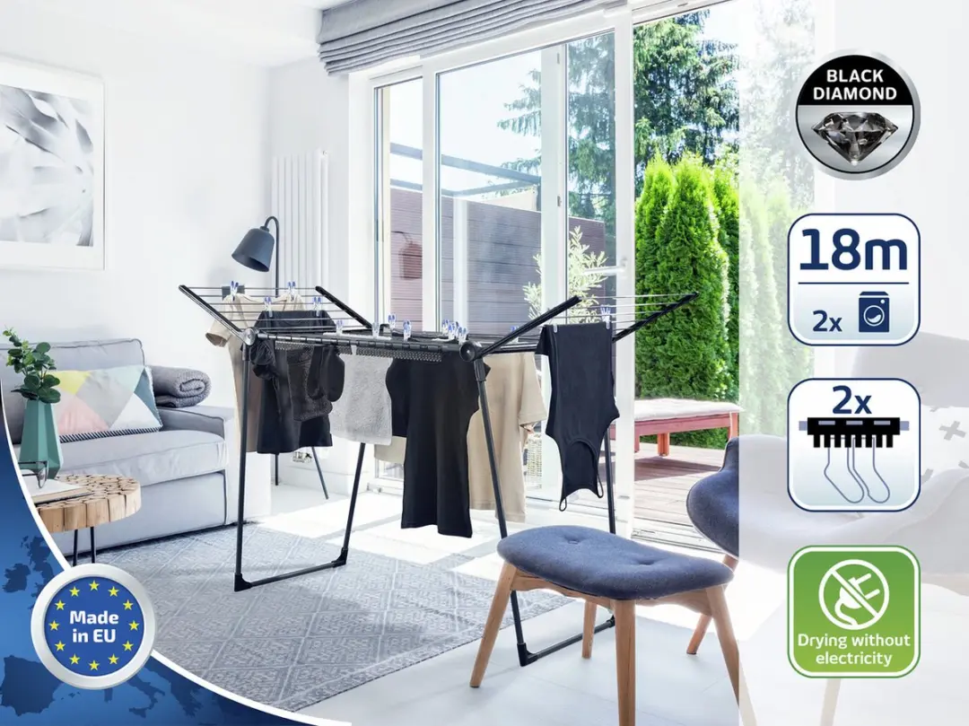 Leifheit Pegasus 180 Solid Droogrek 18m - Zwart