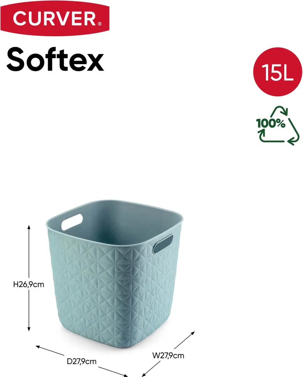 Curver Softex Opbergmand Cube 15L - Blauwgroen