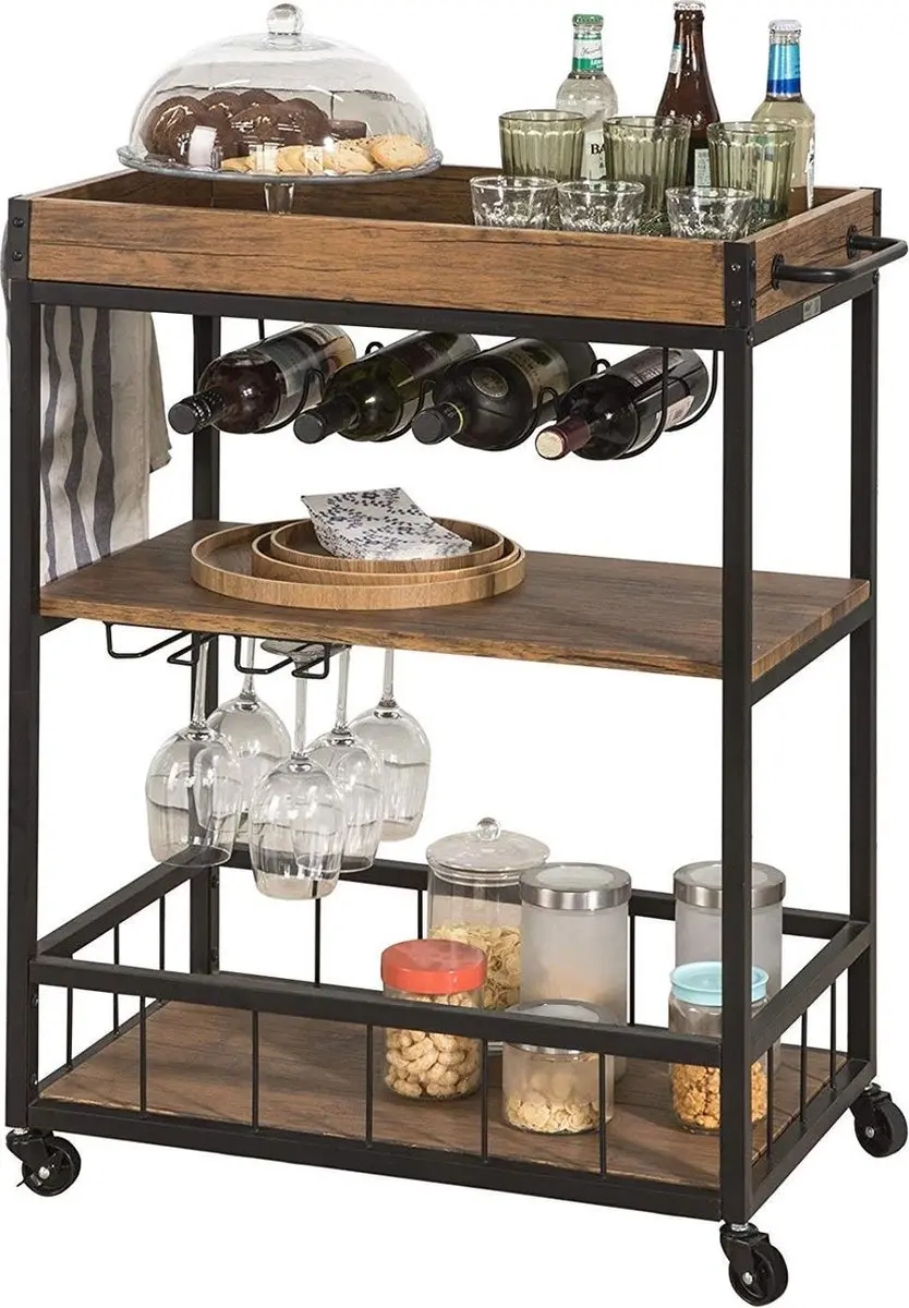 Wenko Trolley Rustico - Hout/Zwart