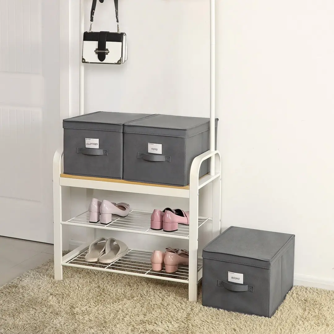 Songmics Opbergbox Set 3 Stuks 50L - Beige/Koffiebruin