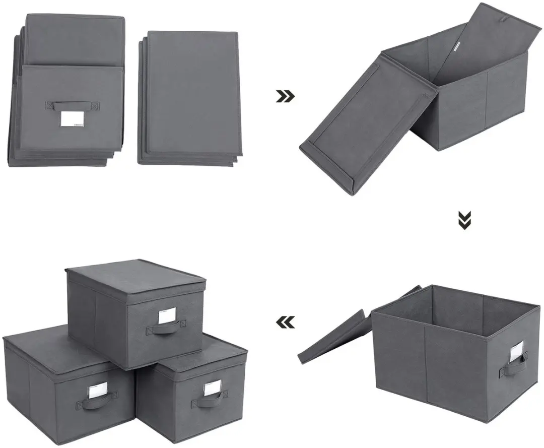 Songmics Opbergbox Set 3 Stuks 50L - Beige/Koffiebruin