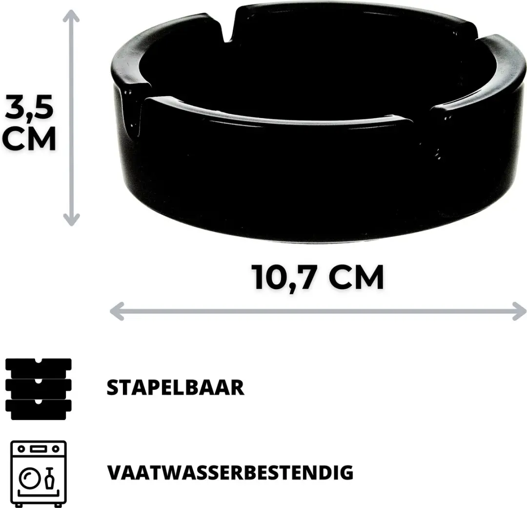 Luminarc Zwarte Asbakken - Ø10.7cm - 6 Stuks