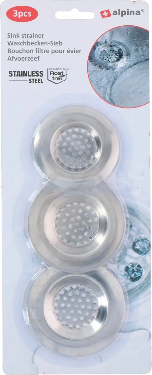 Alpina Wasbak Zeefjes RVS - 3 Stuks