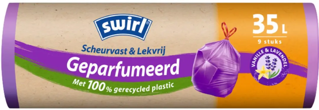 Swirl Pedaalemmerzakken Trekband Geparfumeerd 35L - 12 Stuks
