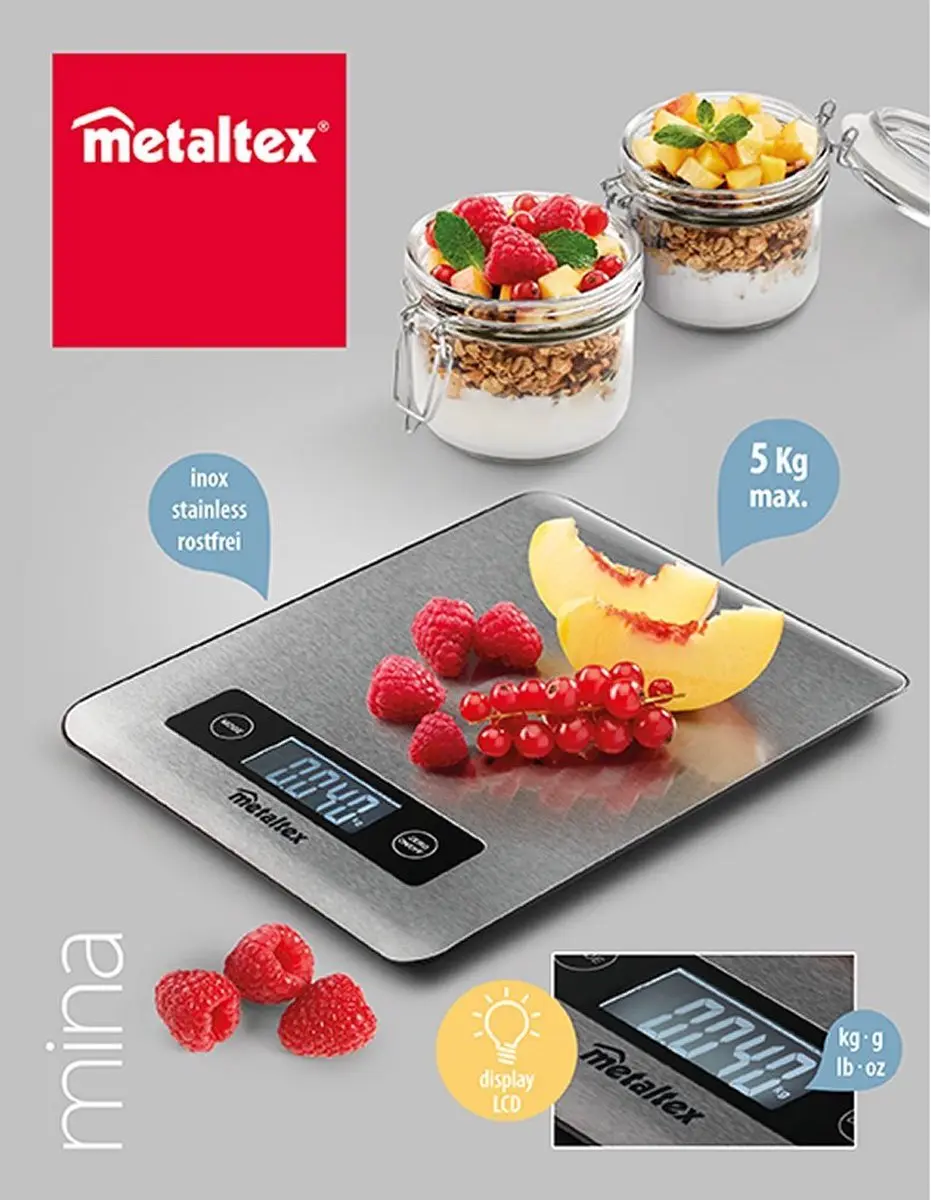 Metaltex 259245 Digitale Keukenweegschaal 5kg - Zwart