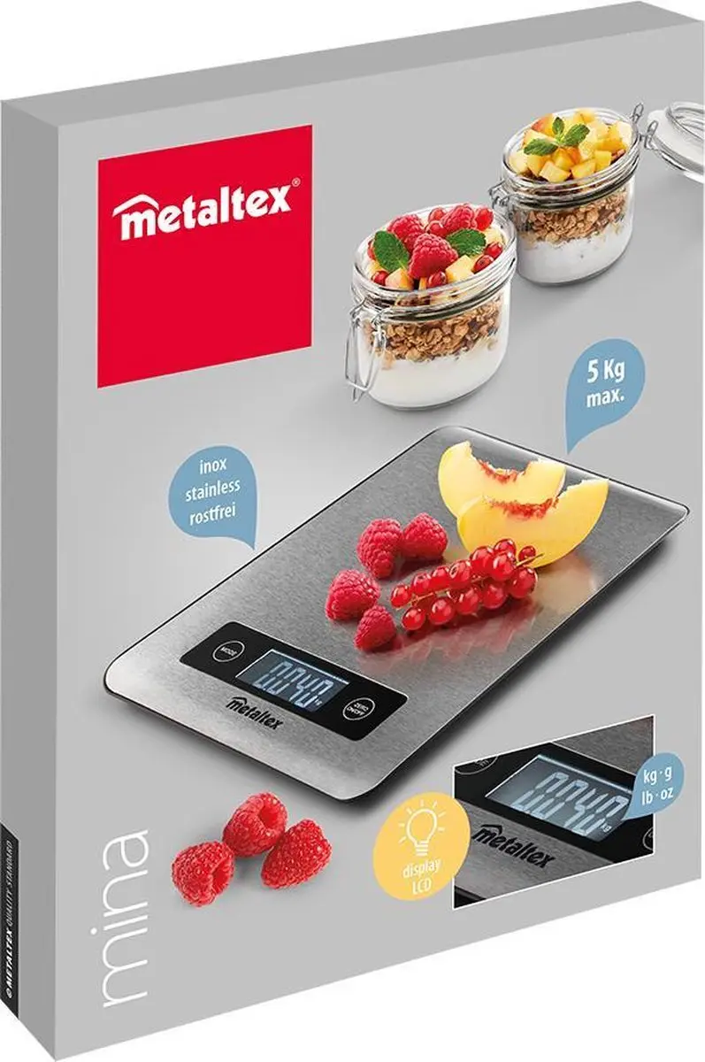 Metaltex 259245 Digitale Keukenweegschaal 5kg - Zwart
