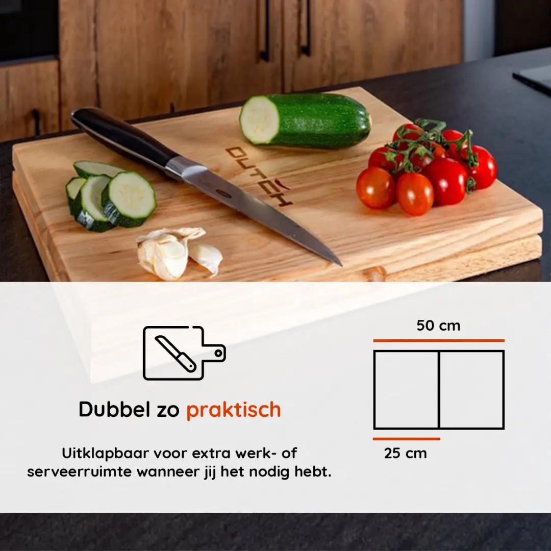Dutch 2-in-1 Borrelplank XXL Teak - 50x35cm