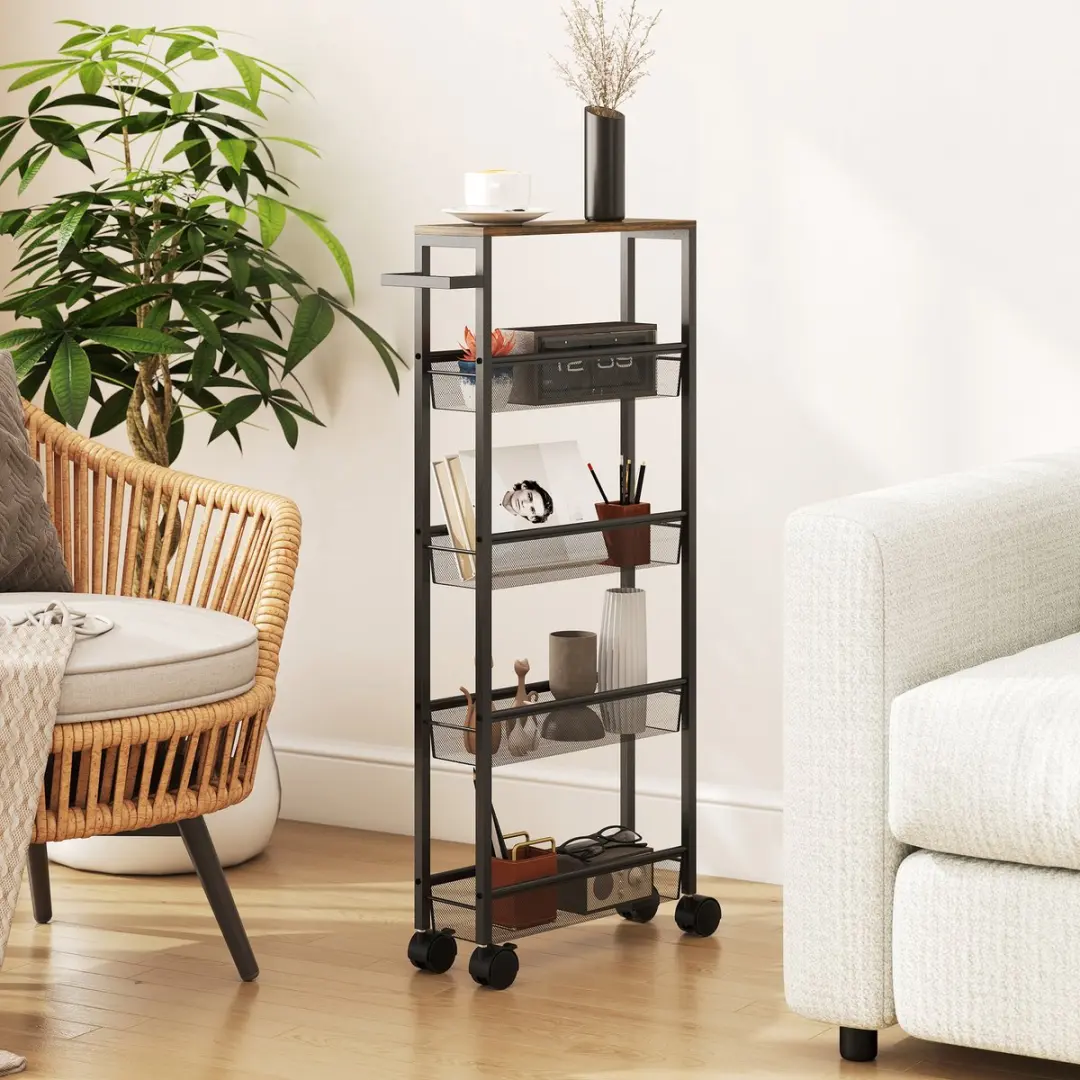 Homcom Kitchen Cart Metaal 801-428V00BK - 47x13x96,5cm Zwart